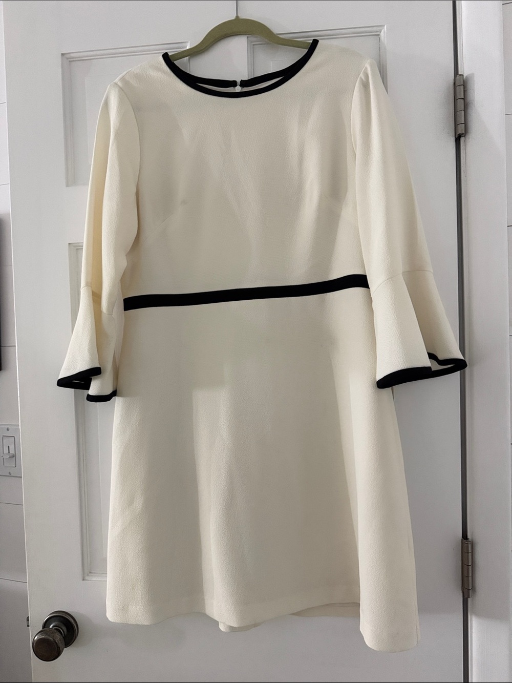 Eliza J Cream Mini Dress with Black Trim